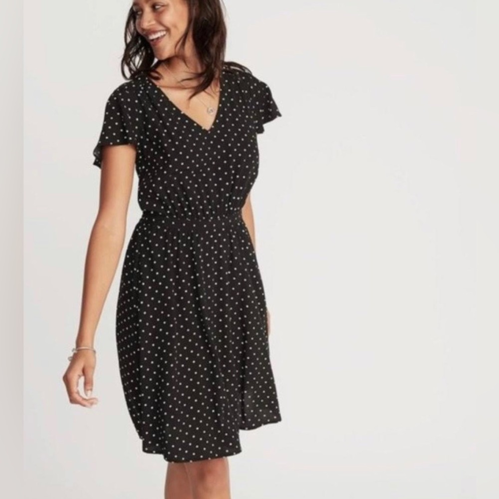 Black Polka Dot Wrap Dress by Old Navy